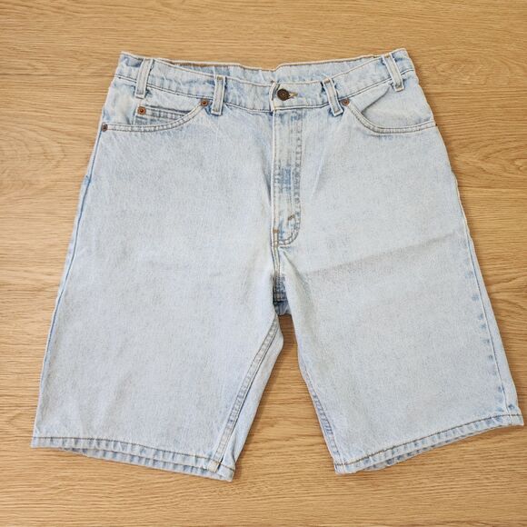 Levis 550 Relaxed Fit Denim Shorts Mens 34 Light Blue Wash Cotton Vtg Orange Tab - Picture 2 of 9